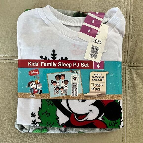 Disney Classic Mickey Mouse & Minnie Christmas PJ Sleep Set Fleece Unisex Kids 4 - Picture 4 of 5